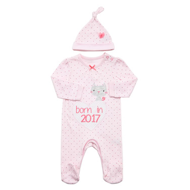 Girls 2017 Sleepsuit And Hat
